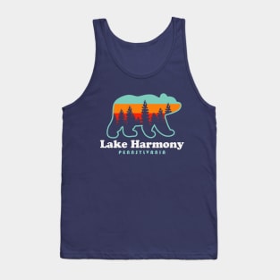 Lake Harmony Pennsylvania Bear Poconos Vacation Retro Sunset Tank Top